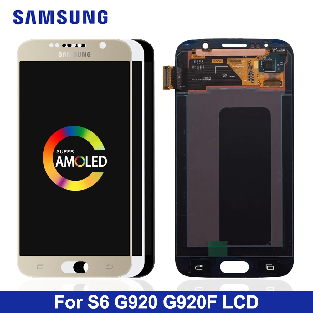 5,1 ''Супер AMOLED Замена S6 lcd для SAMSUNG GALAXY S6 G920 SM-G920F G920F G920FD кодирующий преобразователь сенсорного экрана в сборе