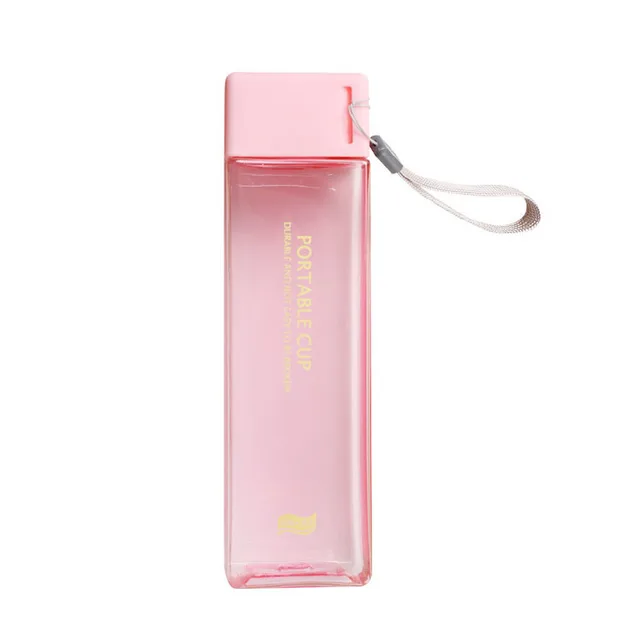 Cute New Square Tea Milk Fruit Water Cup 500ml for Water Bottles drink with Rope Transparent Cute New Square Tea Milk Fruit Water Cup 500ml for Water Bottles drink with Rope Transparent Sport Korean style Heat resistant