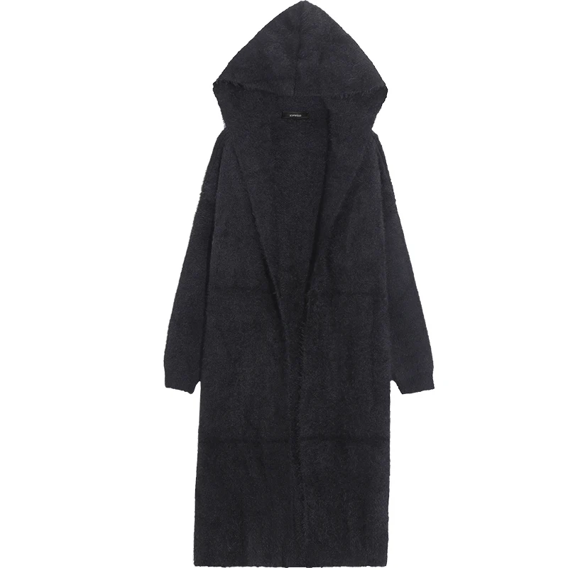 Solid Color Sweater Coat Women Wild Fashion Casual Ladies Sweaters Long Sleeve Hooded Autumn and Winter New Women Clothing