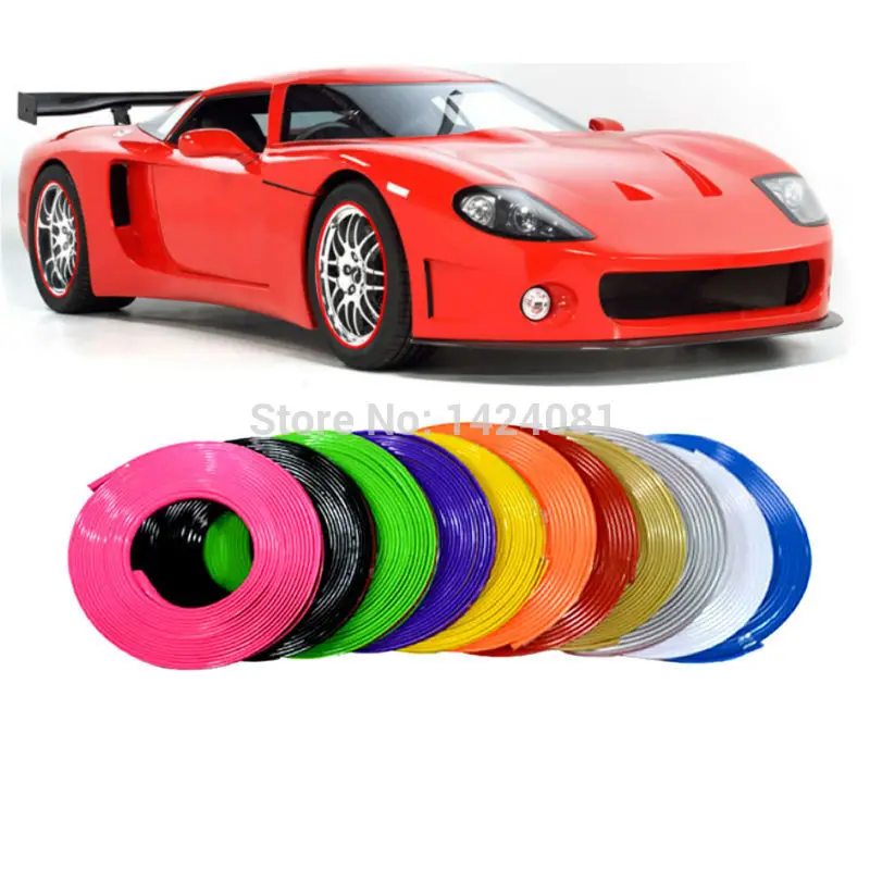 

7m WHEEL RIM PROTECTOR TIRE GUARD LINE RUBBER MOULDING STRIPE-RED YELLOW BLUE WHITE Golden Pink Green Orange wheel protector