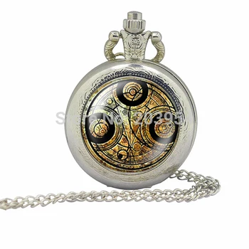 

movie dw Doctor Who Pocket Watches 12pcs/lot Necklaces Dr masters fob pendant Timelord Seal Locket steampunk fashion jewelry men