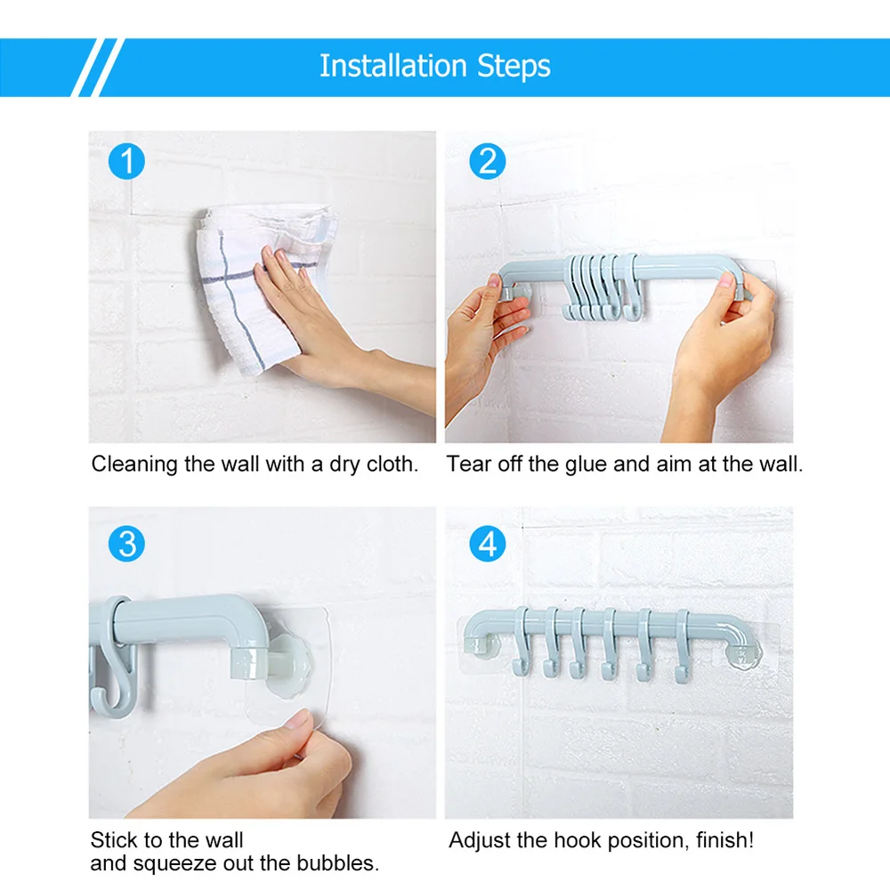 Вешалки для полотенец Настенные полотенца крючки съемные 6 ряд крючков настенная вешалка вакуумная стойка для хранения крюк супер мощность присоски кухня и дом