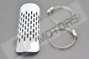 

Chrome Heat Shield for Cruiser Exhaust Muffler Pipe Cover For Harley-Davidson exhaust diameter measures from 1 7/8" to 2 3/4"