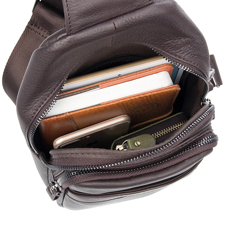 Мужская нагрудная сумка из натуральной кожи, мужская сумка-слинг для телефона, маленькая нагрудная сумка-мессенджер для мужчин, поясная сумка 4013