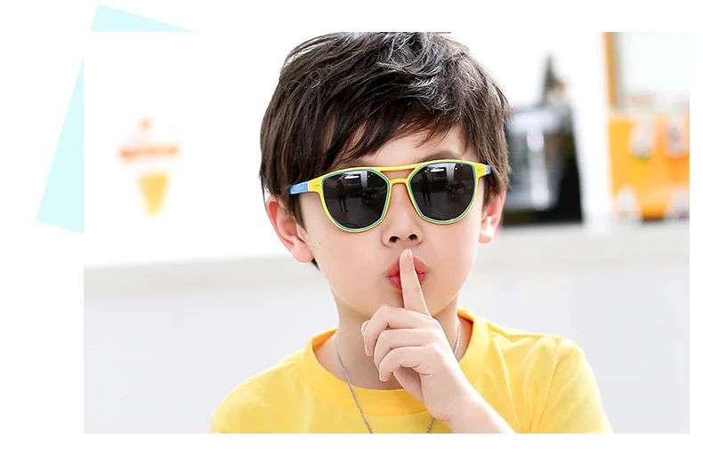 ASUOP2018 new fashion silicone children pilot polarized sunglasses UV400 retro girl round glasses boy color soft brand glasses (24)