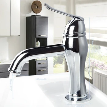 

Contemporary Simple Basin Faucet Chrome Polished Single Handle Single Hole Hot Cold Water Deck Mounted Ceramic Eminent Basin Tap