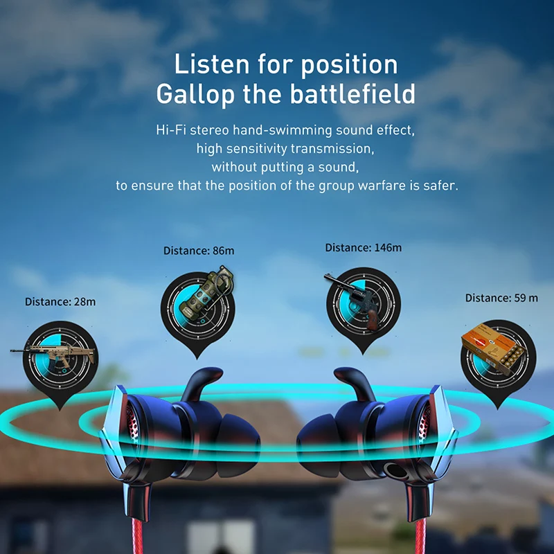  Baseus Gaming Earphone For Pubg Controller GAMO-15 3D Stereo earphones For Mobile pubg Gamer with D