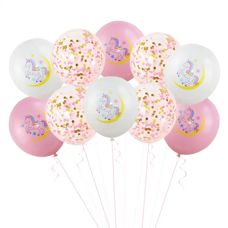 10 Pieces Lot Licorne Latex Ballon Bebe Douche Colore Confettis Ballons Fete Fournitures Cheval Flotteur Fete D Anniversaire Mariage Decor Aliexpress
