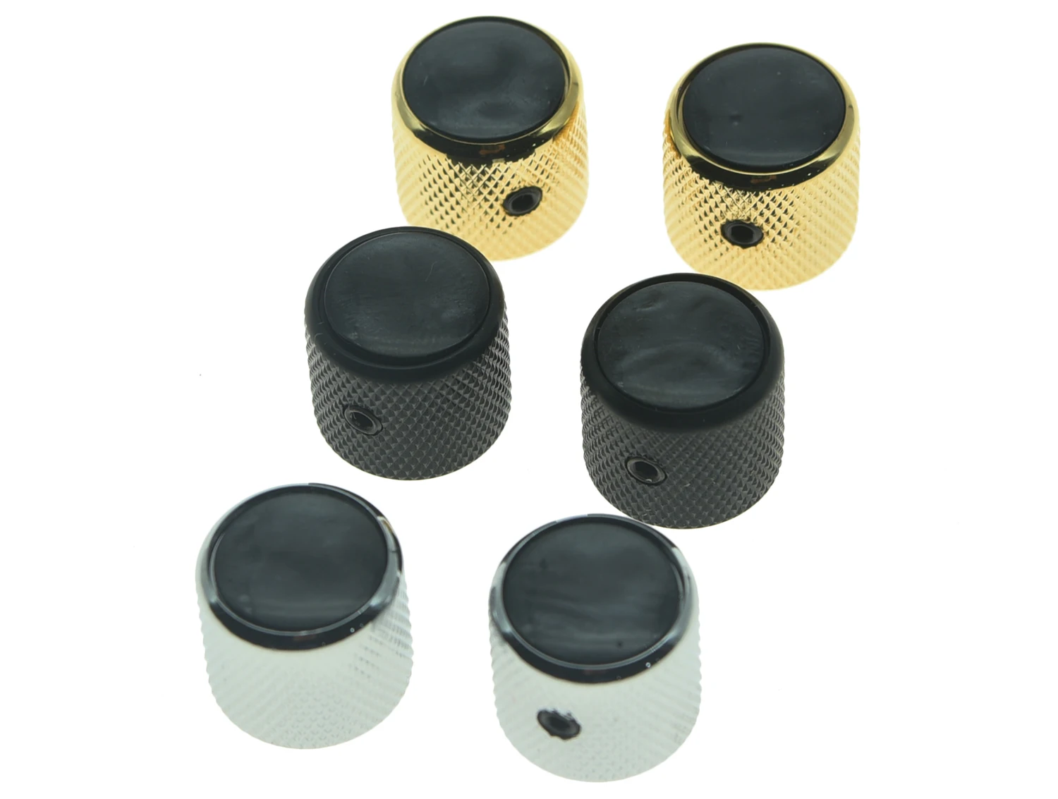 KAISH Set of 2 Black Pearl Top Guitar Dome Knobs with Set Screw for