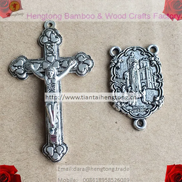 

25set/pack big antique silver rosary cross,rosary parts, alloy crucifix and fatima center, rosary centerpiece