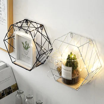 

A1 Nordic style wrought iron wall shelf storage rack living room bedroom restaurant wall decoration frame wx11031046