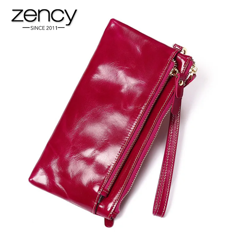 

Zency 100% Genuine Leather Women Long Purse Large Capacity Note Compartment Photo Card Holders Standard Wallet Coin Pocket