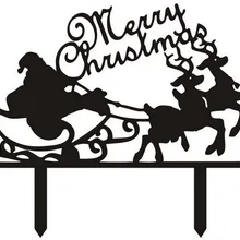 100 шт/партия креативный "Счастливого Рождества" Санта-Клаус дизайн акриловый Рождественский торт Топпер украшения для торта для вечеринки