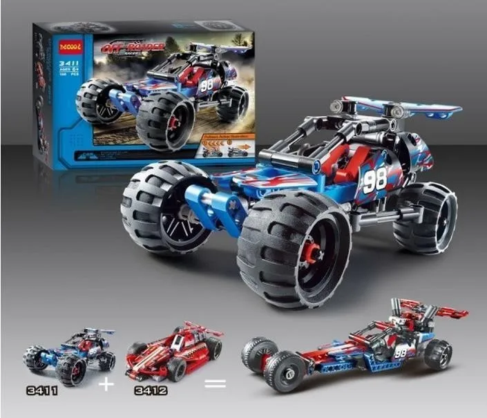 

3411 12 13 15 16 17 18High Technic 2 in 1 warrior off-roader racer Car Model 3D building set Warrior sport Baby kids e toys