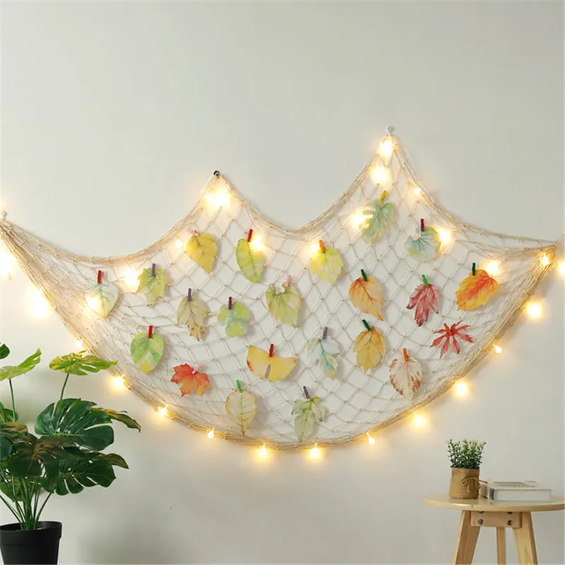 100X200 CM moda decorativa red de pesca náutica Pared de playa fiesta mar Shell decoración del hogar Decoración Vintage colgante decoraciones los niños