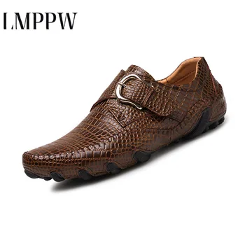 

Men's Crocodile Leather Casual Shoes Fashion Genuine Leather Driving Shoes Large Size Casual Shoes Men Flat Footwear Loafers2.5a