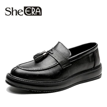 

Brand Party Fashion Men Tassel Loafers Leather Formal Shoes ElegantDress Shoe Simple SlipOn Man Casual Non-slip Driving Footwear