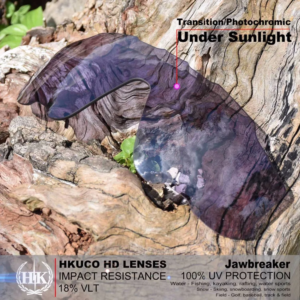 

HKUCO for Jawbreaker Polarized Photochromic Replacement Lenses Light Grey