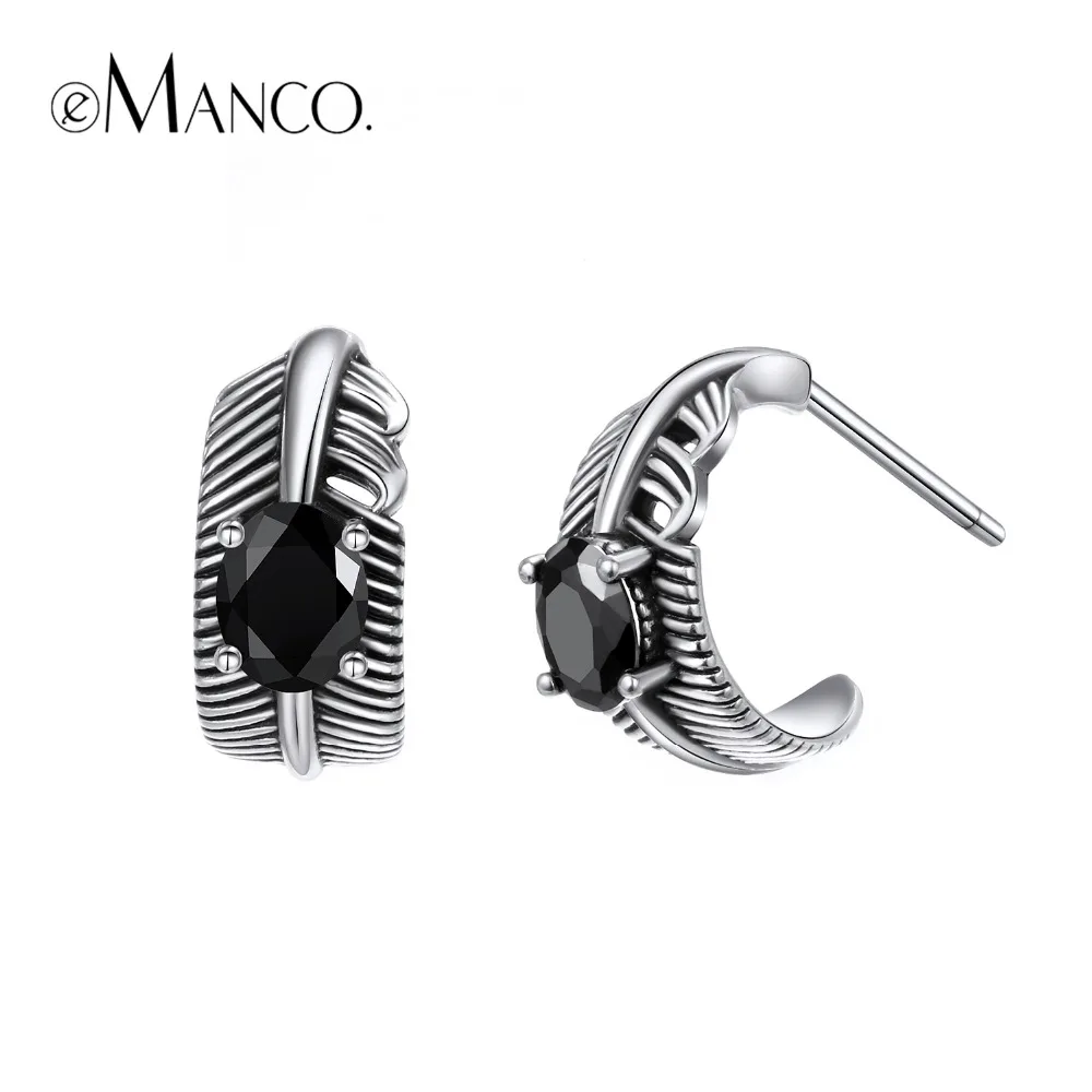 e-Manco 925 Sterling Silver Black Zircon Earrings Prevent Allergy Soft Leaf Hoop New Arrival Best Gifts | Украшения и аксессуары