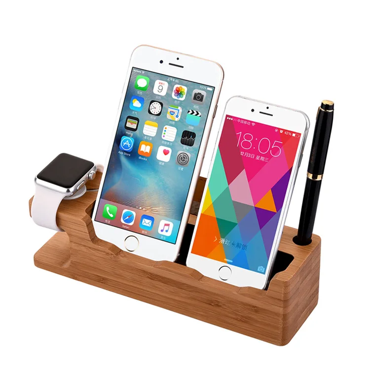 Real Bamboo wood Desktop Stand for iPad Tablet Bracket Docking Holder