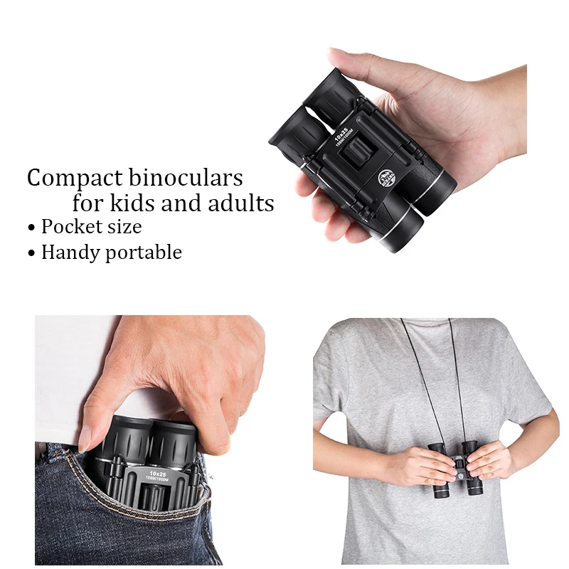 BEBANG Binoculars Compact for Adult Telescope Kids Ninos Prismaticos 10x25 Light Weight Portable Gift Outdoor Toy