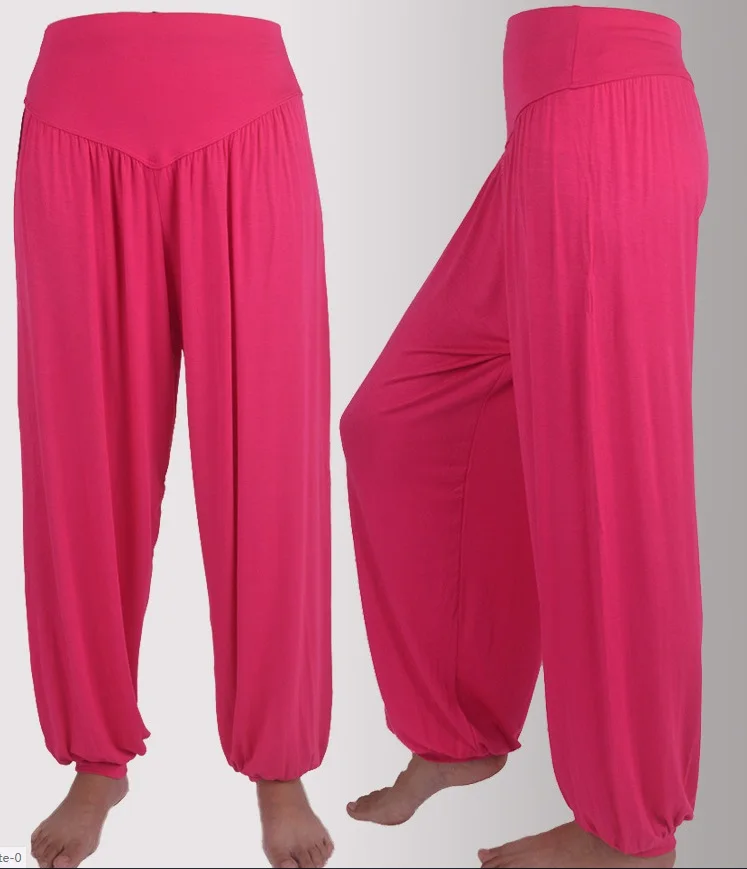 Горячая Распродажа S1 Высокая талия новые женские шаровары модальные брюки для танцев свободного размера плюс леггинсы - Цвет: Фуксия