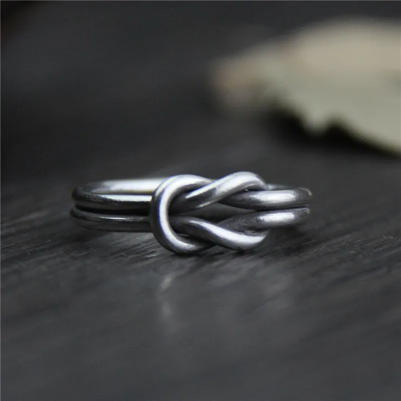 

Handmade Knot 999 Sterling Silver Rings For Men And Women Vintage Punk Creative Design Real Pure Silver Jewelry Aneis Feminino