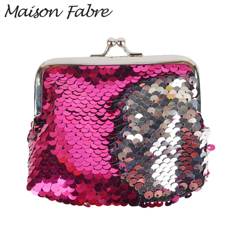 Color Hot Pink Women Glitter Chain Handbag Coin Purse Clutch Box Evening Party Hand Bags Wallet Best for Cards for Credit Cards for Gift