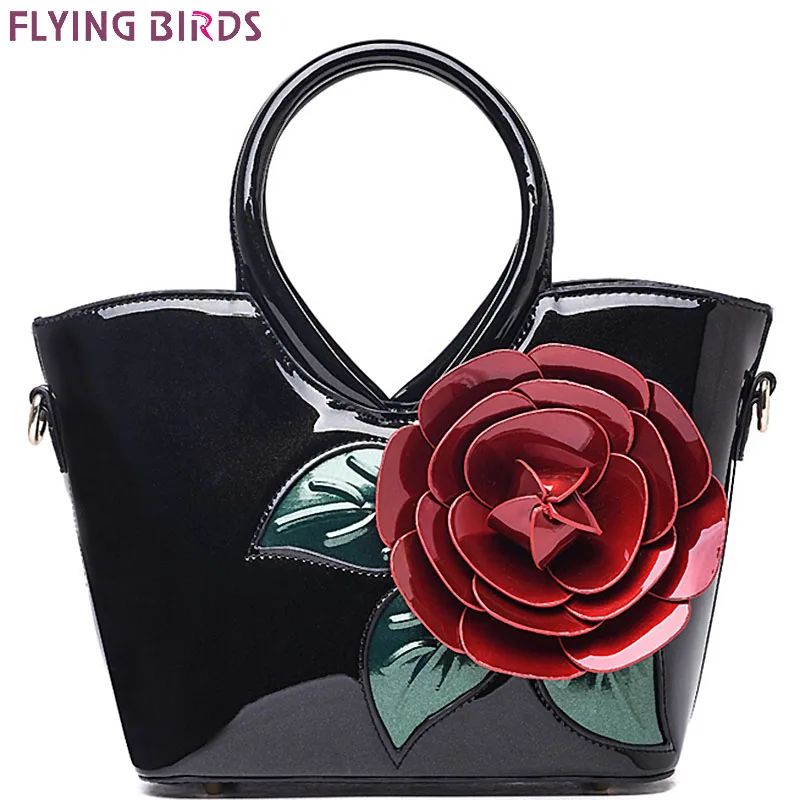 ФОТО FLYING BIRDS! women handbag elegant women leather handbags retro shoulder bags bolsas famous brands flower women's bag LM3027fb