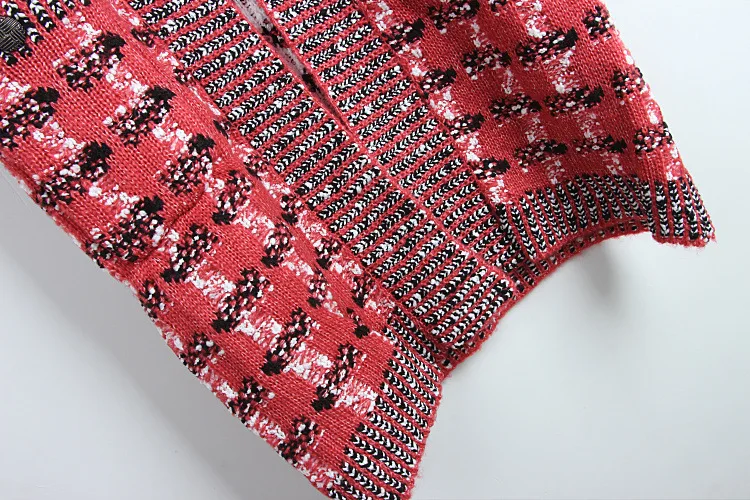 European Women's Sweater Thicken Long Red Plaid Cardigans sueter mujer Casual chaqueta mujer camisola Sweaters