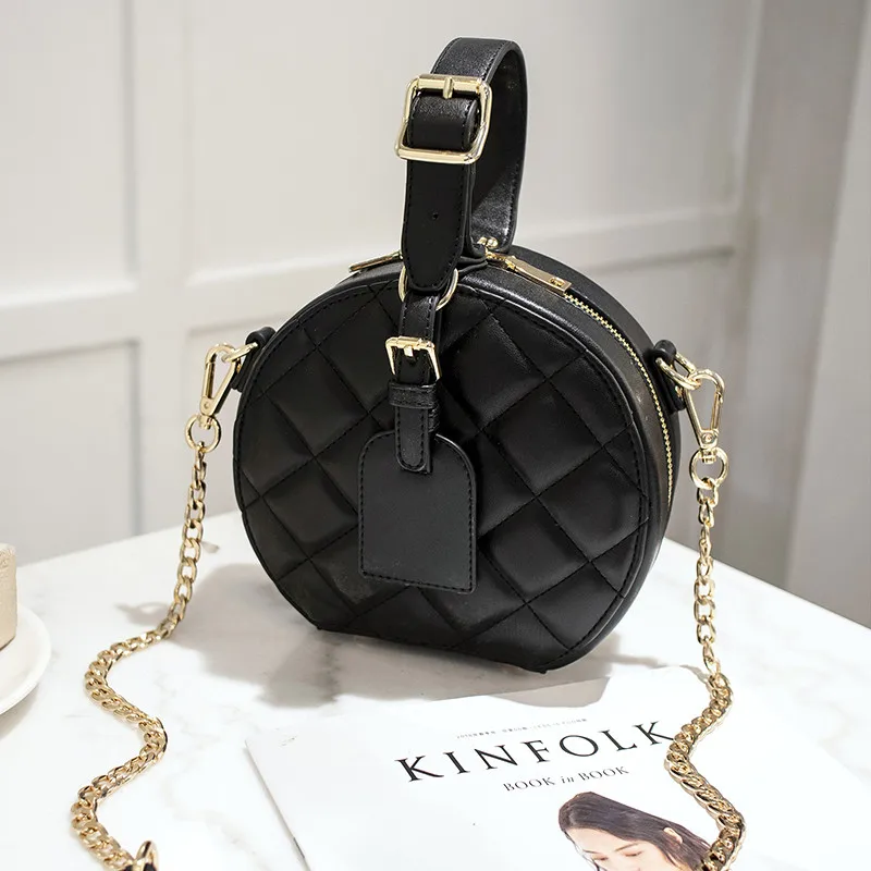 NIGEDU круговая женская сумка на плечо, роскошные дизайнерские сумки с бриллиантами, женские сумки-мессенджеры, сумки через плечо с цепочкой, маленькие сумки-тоуты - Цвет: Черный