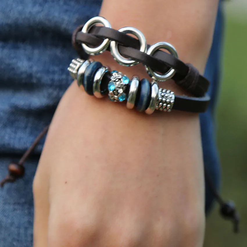 Leather hand made bracelet(8)_