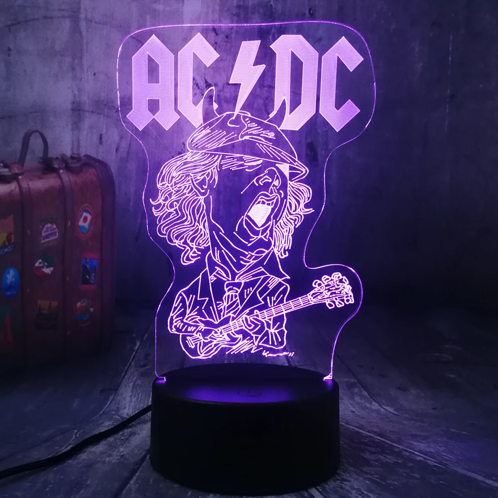 Прохладный AC/DC рок группа музыкальные вентиляторы лучший подарок светодиодный 3d-ночник USB лампа настольная акриловая комната Домашний декор День рождения Рождественский подарок