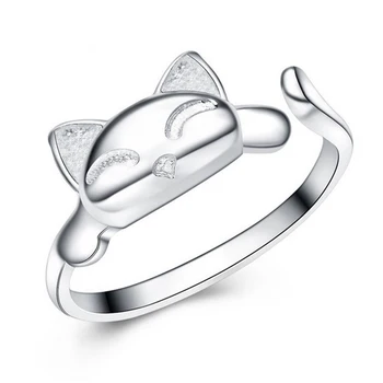 

Girl Party Cute Fox Rings Lovely Animal Finger Rings For Women 925 Sterling Silver Jewelry Wholesale Price Bijoux Anillo