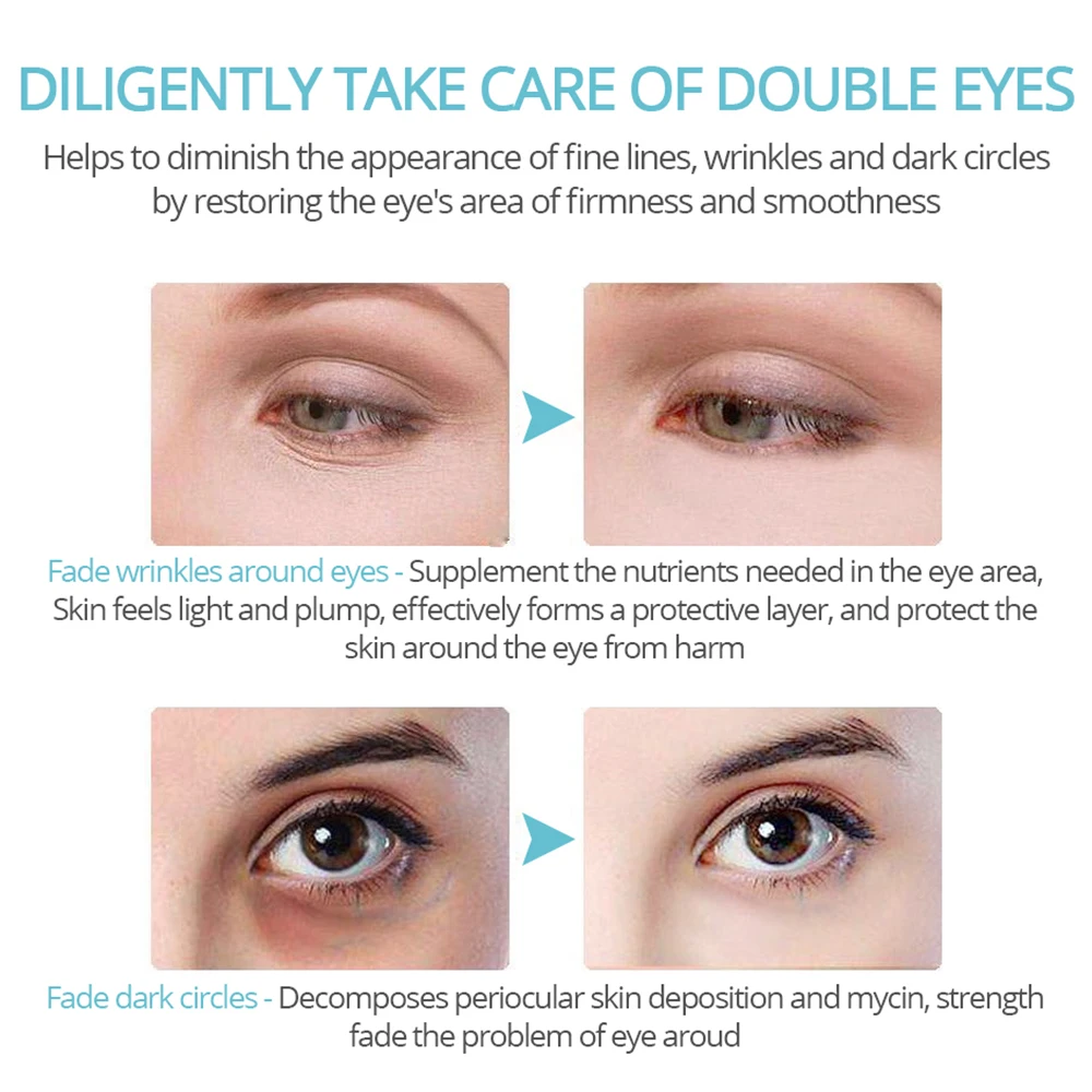 VIBRANT GLAMOUR Hyaluronic Acid Anti Aging Wrinkles Eye Serum Hydrolyzed Collagen Dark Circles Eye Puffiness Moisture 3