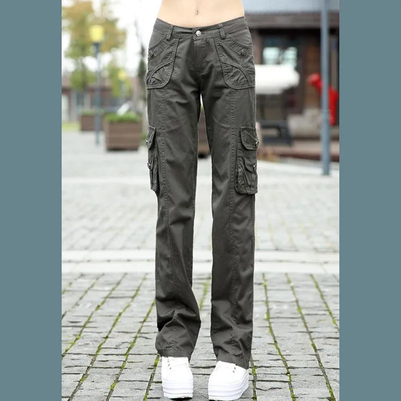  Plus Size Pantalon Femme 2019 Women Workout Cotton Military Combat Cargo Pants Overalls Ladies Stra