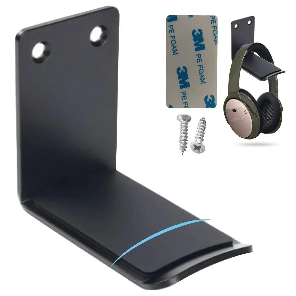 Headphone Holder Stand Earphone Headphone Headset Wall Mount Desk Hanger Hook Stand For Clamp With 3M Adhesive and Screw