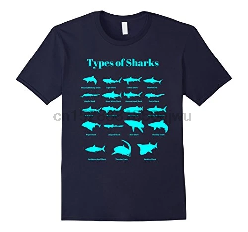 Types of Sharks T-Shirt Educational Marine Biology Tee New MenS Fashion Short-Sleeve T Shirt Mens 2019 Arrival Men | Мужская одежда