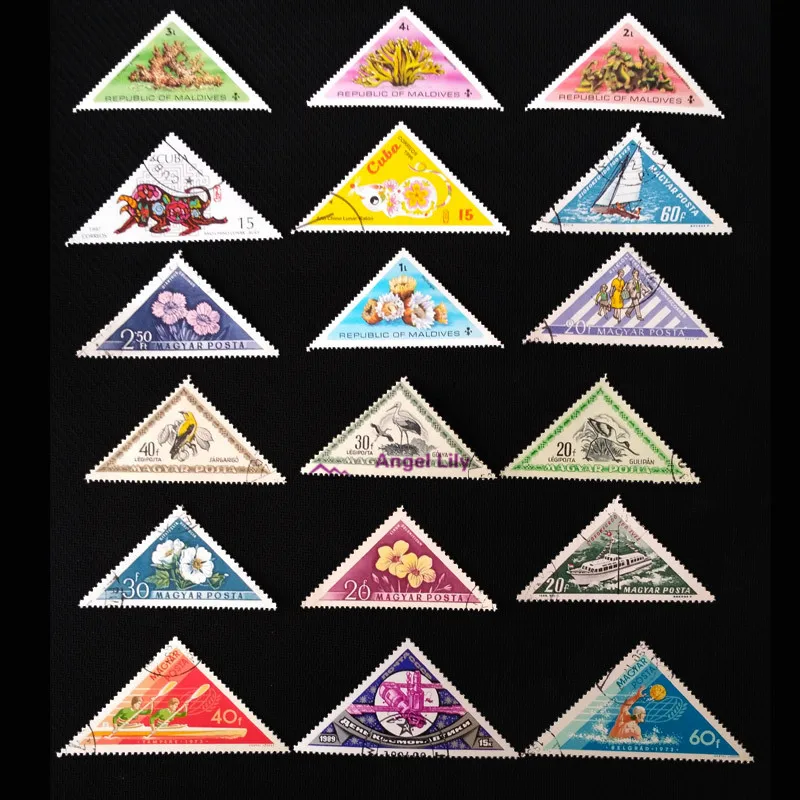 50 шт./лот треугольные почтовые марки хорошее состояние неиспользованные с почтовой маркой из мира штамп Коллекционирование Estampillas De Correo