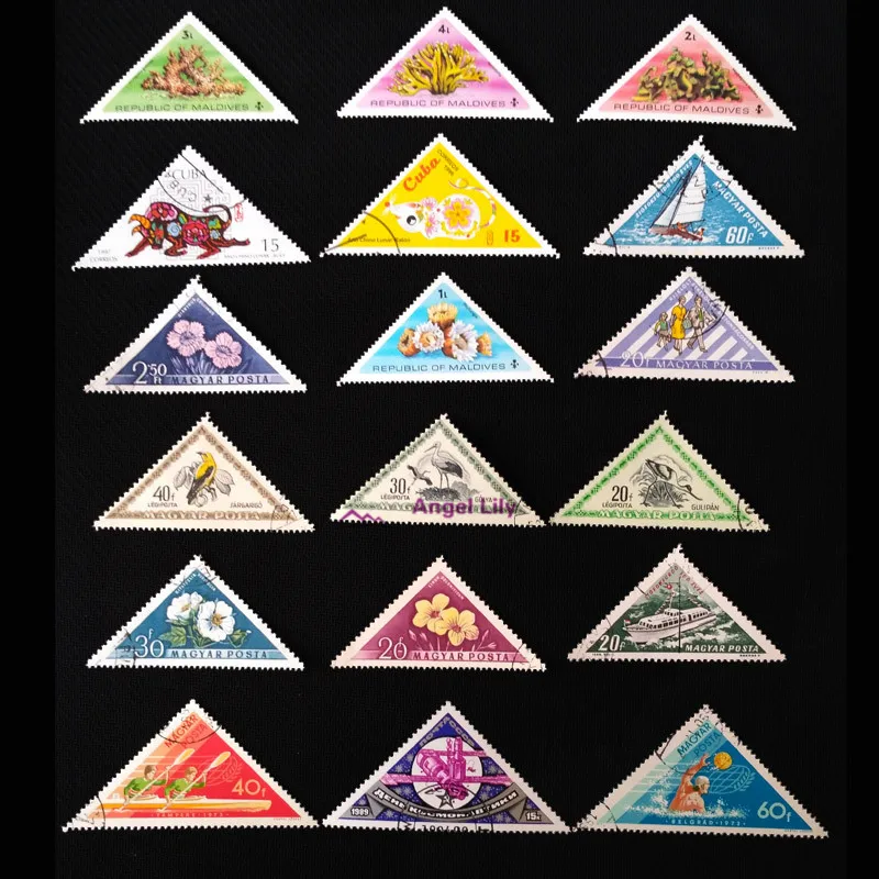 

50 Pcs/lot triangle Postage Stamps Good Condition Unused With Post Mark From The World Stamp Collecting Estampillas De Correo