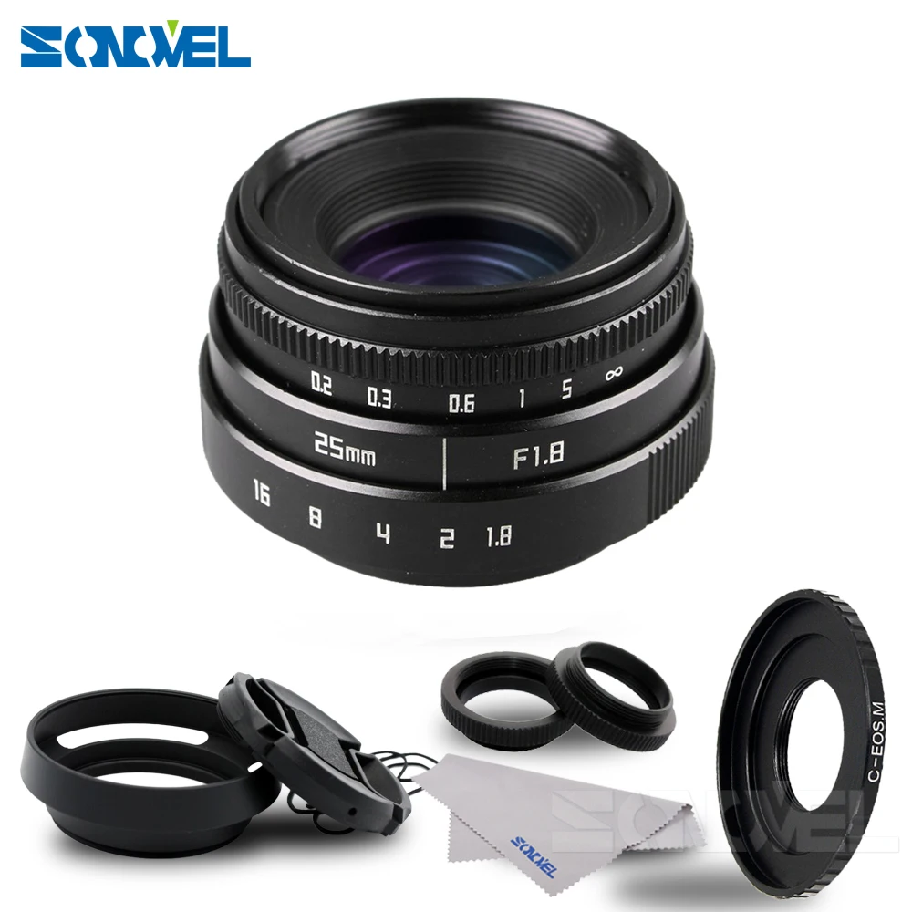 25mm F1.8 APS C Television TV Lens CCTV Lens C mount + Lens hood for