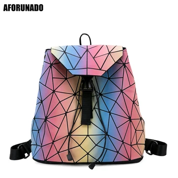 

Luminous Backpack Stitching Lattice Bag Men Women Backpack For Travel Girl School Bag For Student's Backpack Hologram Sac A Dos