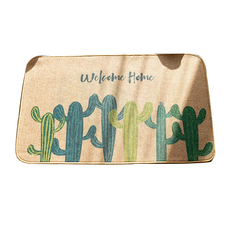 

European Linen Simple Printed Rug Water-absorbing Anti-slip Mat Door Mat