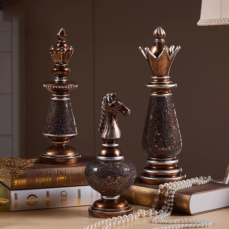 

European Luxury Retro Resin International Chess Figurines Crafts Home Furnishing Decoration Livingroom Creative Ornaments Statue
