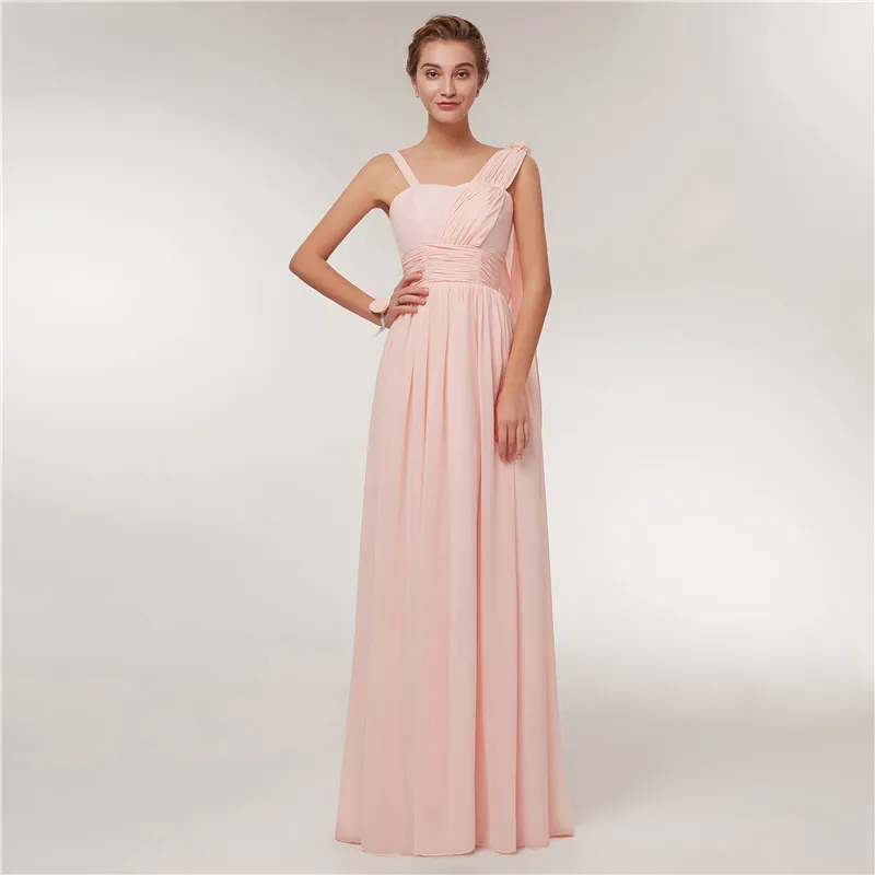 Beauty-Emily Long Chiffon Blush Pink Bridesmaid Dresses - Simple A-Line Formal Party Prom Dresses image 5