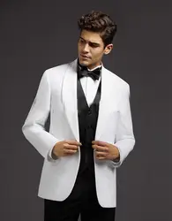 Для мужчин костюмы смокинг для жениха белая куртка с черные брюки выпускного вечера вечерние костюмы женихов Для мужчин Нарядные Костюмы