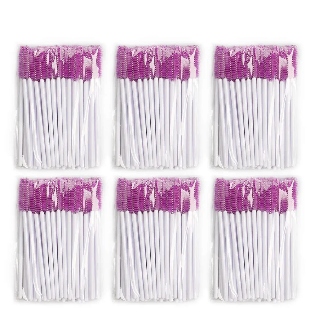 

300Pcs Disposable Eyelash Brushes Mascara Wands Applicator Wand Brush Comb for Eyelash Extension Makeup Tools White&Purple