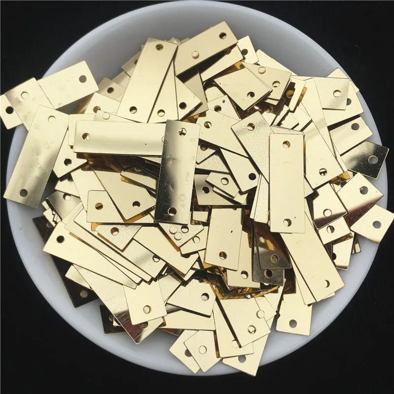 

450pcs 6*19mm Light Gold Square Rectangular Bar Two Hole Flat Sequins Sewing Material,Wedding Craft,Women DIY Garment Accessory