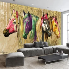 Высокое качество на заказ настенная бумага домашний декор ретро 3D Ручная роспись Абстрактная лошадь масло картина, фотообои для гостиная