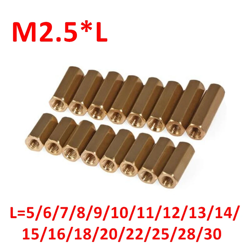 M2.5 Hex Screw M2.5 Thread Female Hexagonal Brass PCB Standoffs Spacer